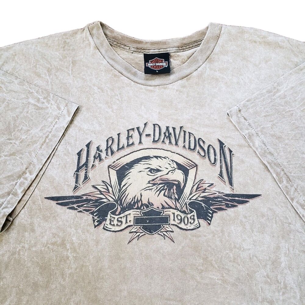 Vintage 90s Harley Davidson Sz Large Single Stitch USA Made Mens Weathered Brown